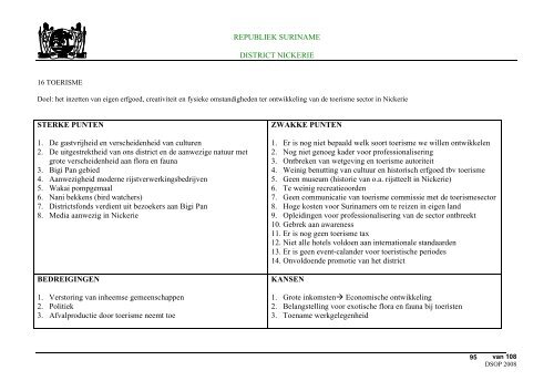 Districts Strategisch Ontwikkelings Plan Nickerie - decentralisatie.org