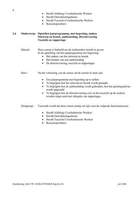 Handleiding civieltechnische werken districten - Decentralisatie