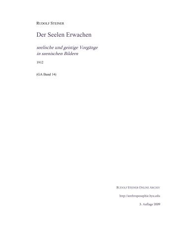 Der Seelen Erwachen - Rudolf Steiner Online Archiv