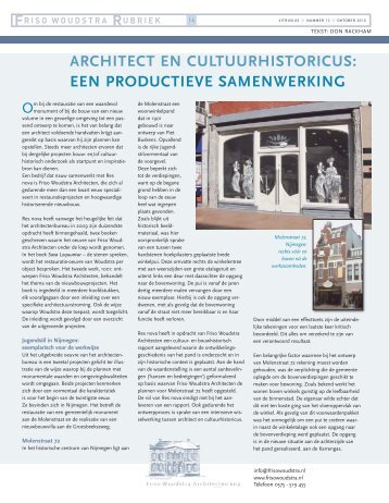 Friso Woudstra en Res nova - vakbladvitruvius.nl