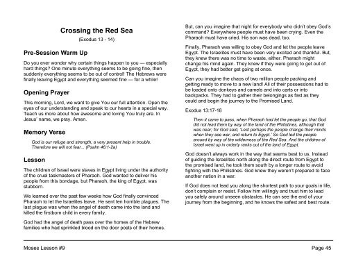 Lesson 9: Crossing the Red Sea