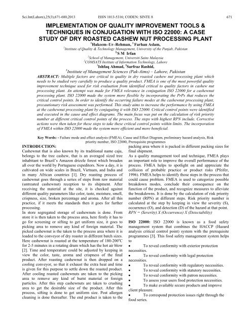 implementation of quality improvement tools & techniques in ...