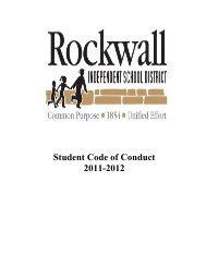 Student Code of Conduct 2011-2012 - Rockwall ISD