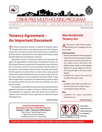 The Tenancy Agreement between a landlord (or landlord's agent