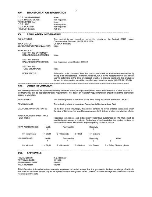 Avipel Dry MSDS - Arkion Life Sciences
