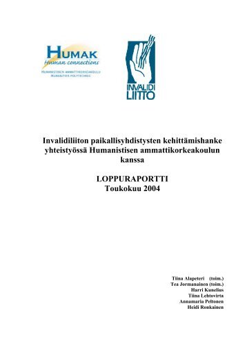 Invalidiliiton paikallisyhdistysten kehittÃ¤mishanke ... - Invalidiliitto.fi