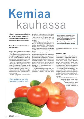 Kemiaa kauhassa - Kemia-lehti