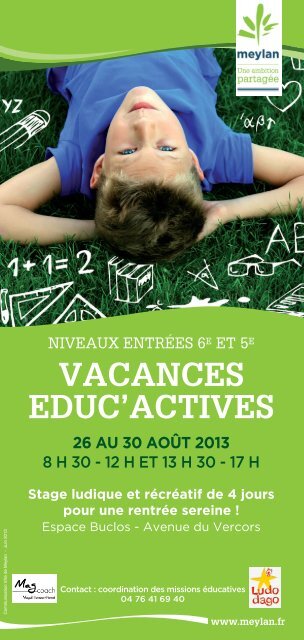 le flyer Vacances Educ'Actives (version P.D.F ) - Meylan