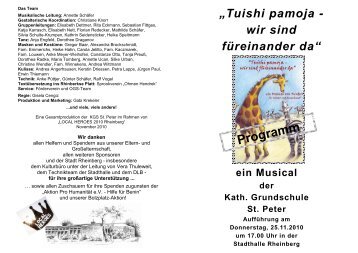 Musical Programm - Katholische Grundschule St. Peter Rheinberg
