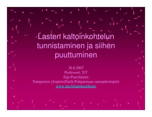 Lasten kaltoinkohtelun tunnistaminen ja siihen ... - Sosiaalikollega