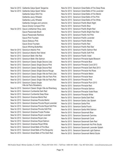 2012-2013 Product List and Ordering Info - Knox Nursery, Inc.