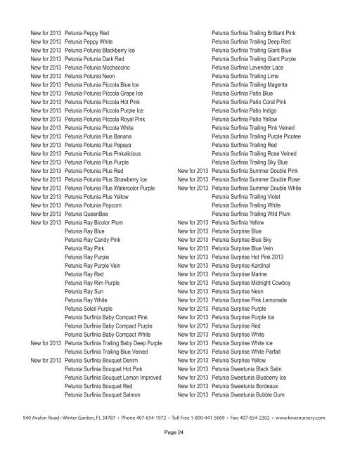 2012-2013 Product List and Ordering Info - Knox Nursery, Inc.