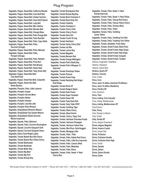 2012-2013 Product List and Ordering Info - Knox Nursery, Inc.