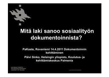 Mitä laki sanoo sosiaalityön dokumentoinnista? - Sosiaalikollega