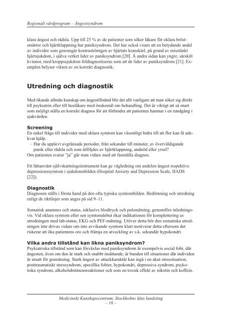 Regionalt vårdprogram – Ångestsyndrom - Stockholms läns landsting