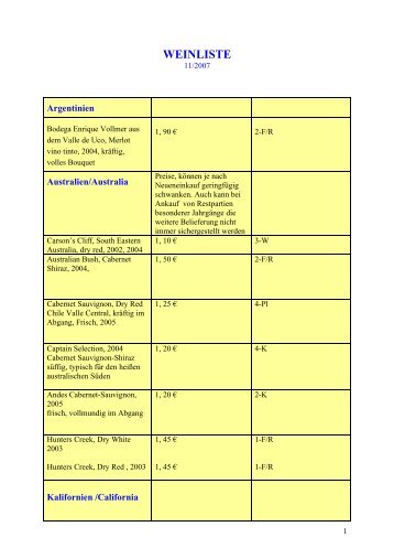WEINLISTE - Truckers-Talk.net