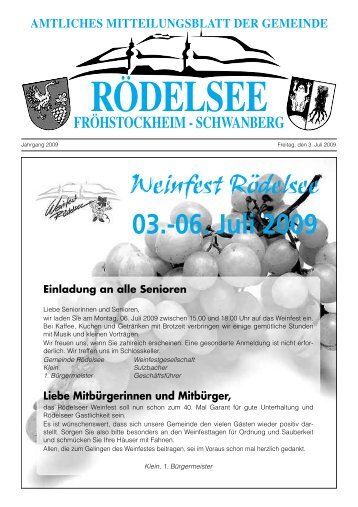 06. Juli 2009 Einladung an alle Senioren - Rödelsee