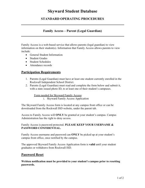 Instructions for Family Access - Rockwall ISD