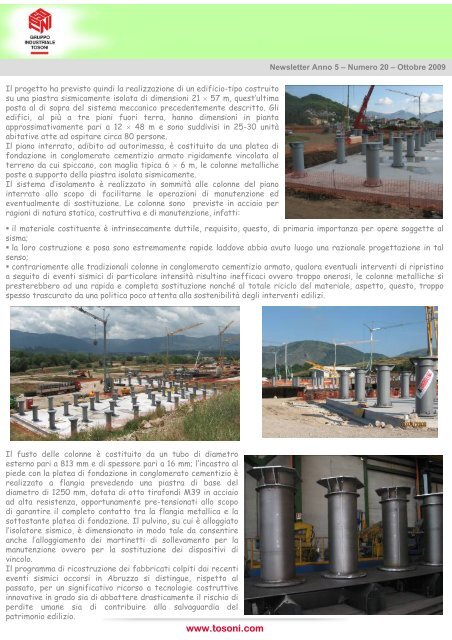 Newsletter n. 20 ottobre 2009 - Gruppo Industriale Tosoni