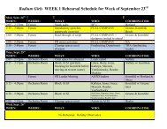 Radium Girls Week 1 Rehearsal Schedule