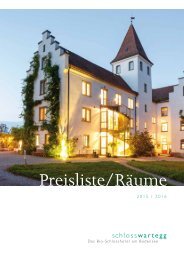Preisliste/Räume Schloss Wartegg 2015/16