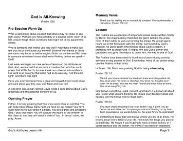 Lesson 6: God is All-Knowing (Psalm 139)