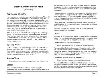 Lesson 6: Blessed Are the Pure in Heart