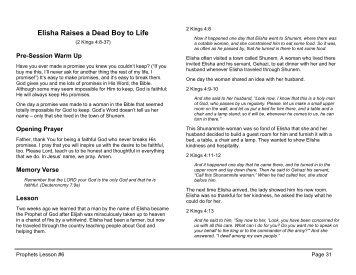 Lesson 6: Elisha Raises a Dead Boy to Life