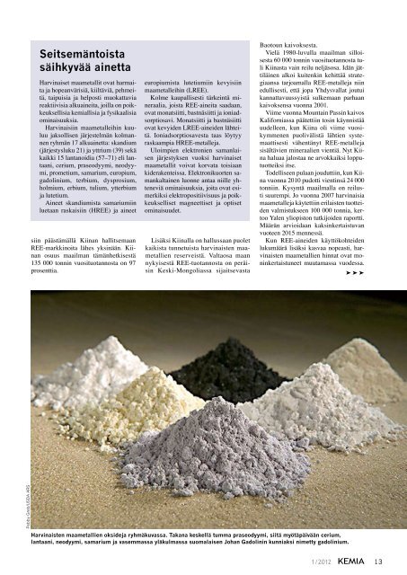 Harvinaiset maametallit pyÃ¶rittÃ¤vÃ¤t maailmaa - Kemia-lehti