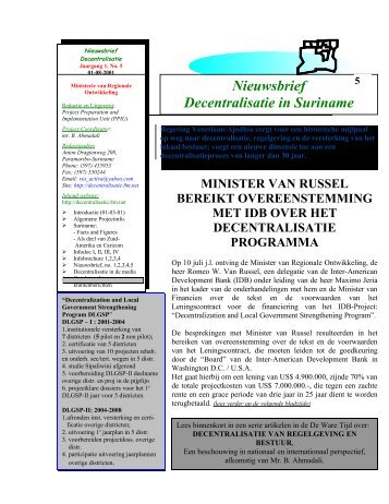 Nieuwsbrief Decentralisatie in Suriname - decentralisatie.org