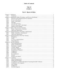 Table of Contents Title 52 ETHICS Part I. Board of Ethics