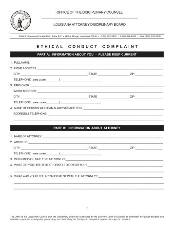 Louisiana Lawyer Complaint Form