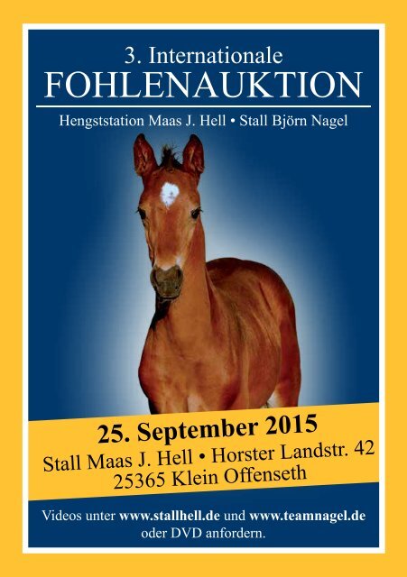3. Internationale Fohlenauktion Hengststation Maas J. Hell - 25. September 2015