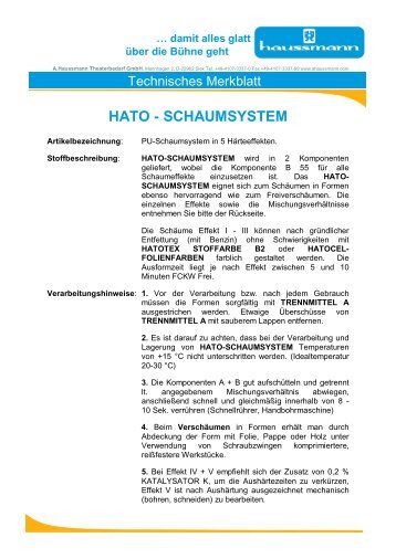 HATO - SCHAUMSYSTEM - A. Haussmann Theaterbedarf GmbH