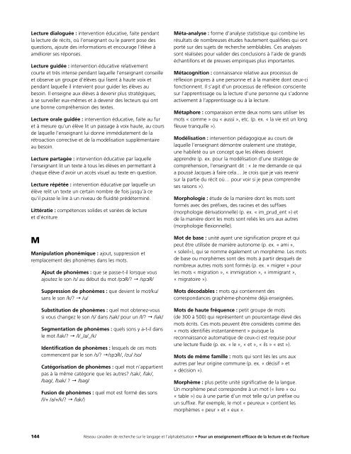 Pour un enseignement efficace de la lecture et de l'Ã©criture