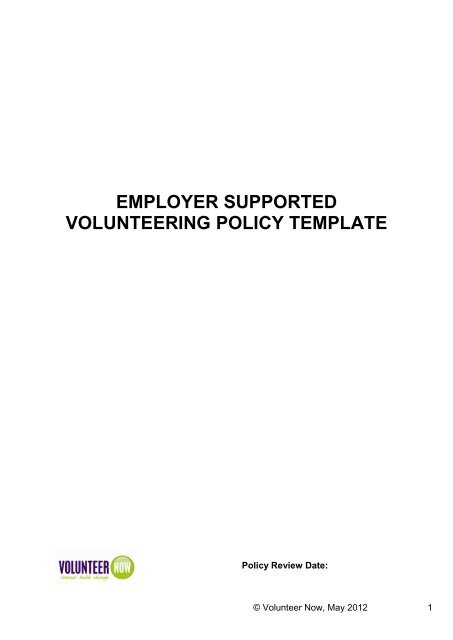 Employer Supported Volunteering Policy Template - Volunteer Now