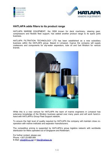 HATLAPA adds filters to its product range - PresseBox