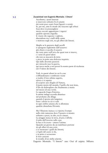 5.3 Zusatztext von Eugenio Montale: I limoni Eugenio Montale: “I ...