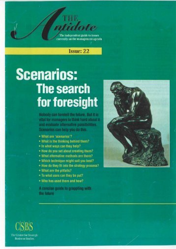 Scenarios: The Search for Foresight - La prospective