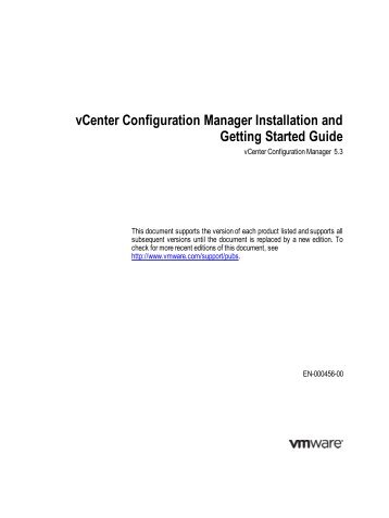 vCenter Configuration Manager Installation and Getting ... - VMware