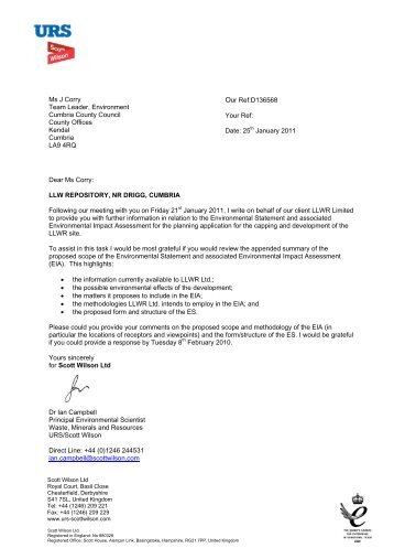 URS-SW Letter to CCC re Scope of ES 2011-01-25 - Low Level ...