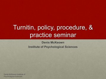 Presentation by Dennis McKeown, Psychology