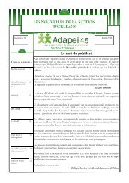 LES NOUVELLES DE LA SECTION D'ORLEANS - Adapei