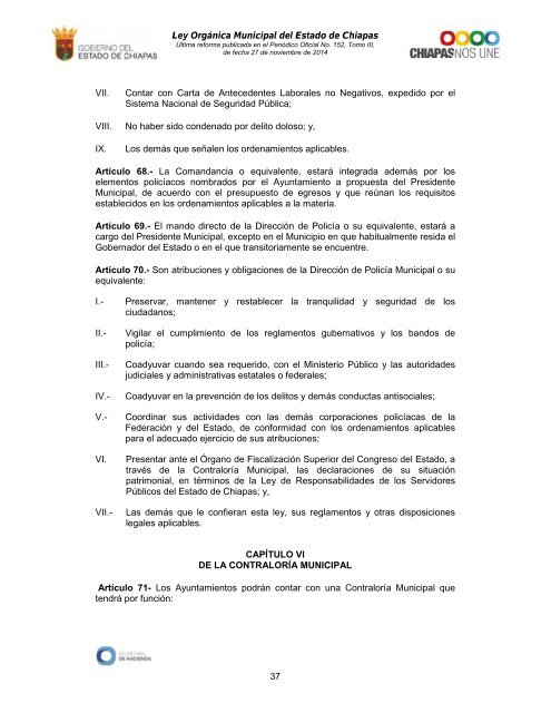 Ley Organica Municipal del Estado de Chiapas - Secretaria de ...