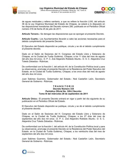 Ley Organica Municipal del Estado de Chiapas - Secretaria de ...