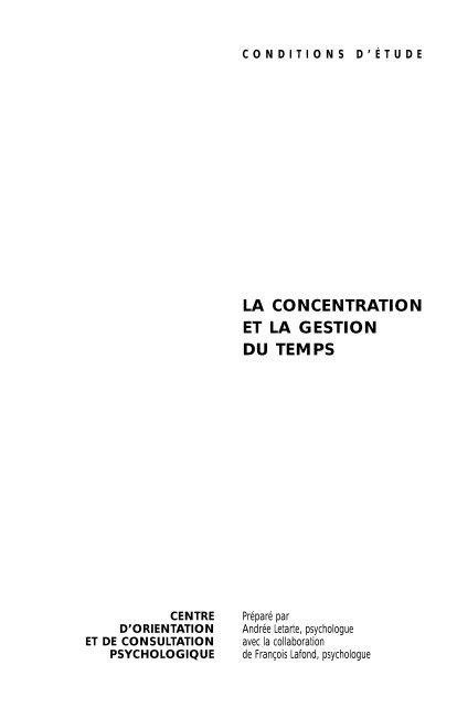 ET LA GESTION LA CONCENTRATION DU TEMPS