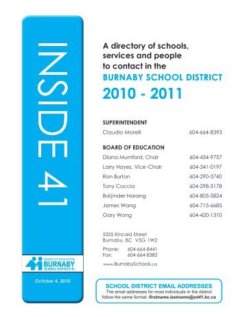 district contacts - Burnaby School District