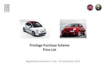 Privilege Purchase Scheme Price List