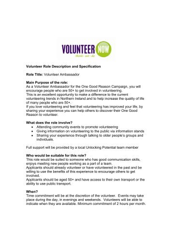 Volunteer Role Description - Volunteer Now