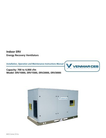 VCES-ERV-IOM-3 - Indoor ERV IOM - Venmar CES Inc.